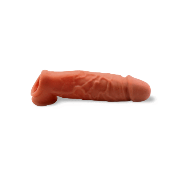 Silicone Reusable Penis Extender Sleeve in brown