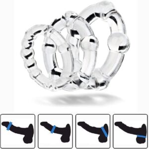 Transparent Last Longer Beaded 3-In-1 Cock Ring