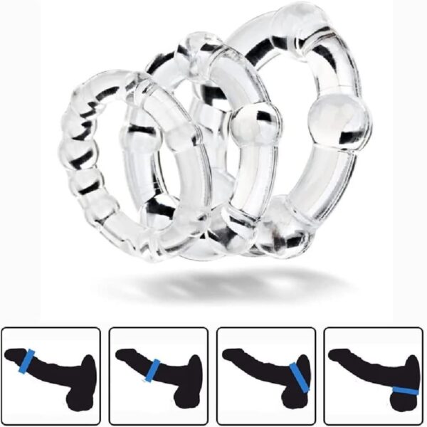 Transparent Last Longer Beaded 3-In-1 Cock Ring